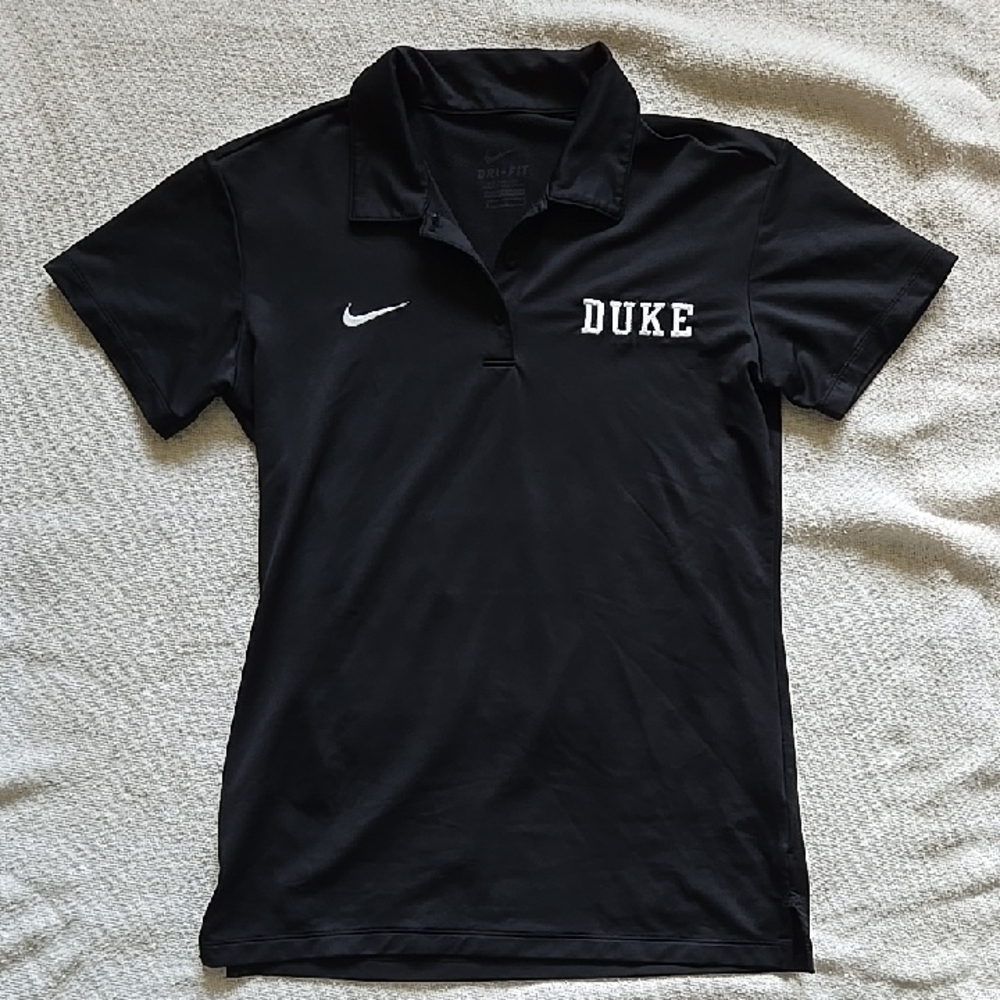 Nike Black Polo Shirt with White Duke Embroidery Size Medium